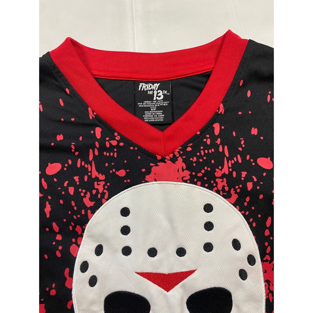 Friday the‎ 13th Jason Voorhees Hockey Jersey Black Red White Size S P - Picture 6 of 13